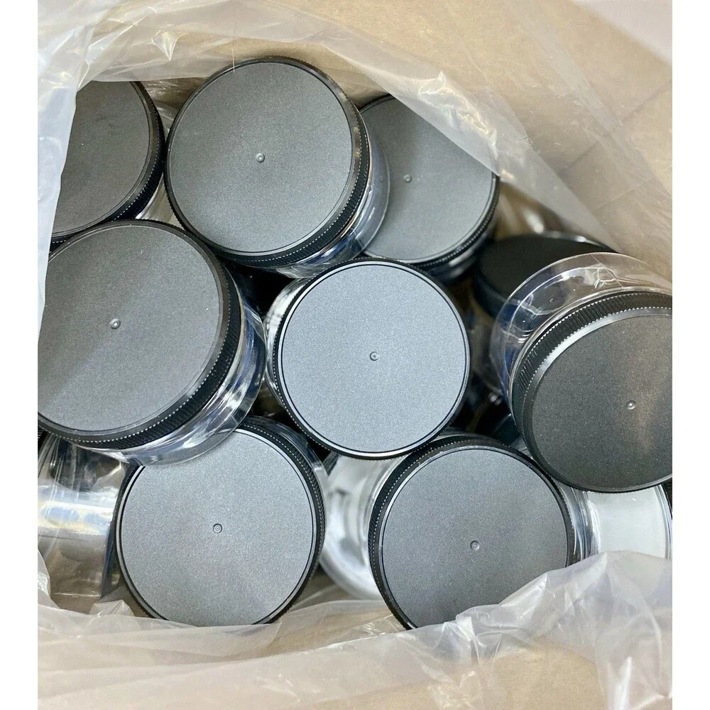 30 Pack 4oz Clear Plastic Jars w/ Black Lids Leak-Proof Round BPA-Free Food Safe